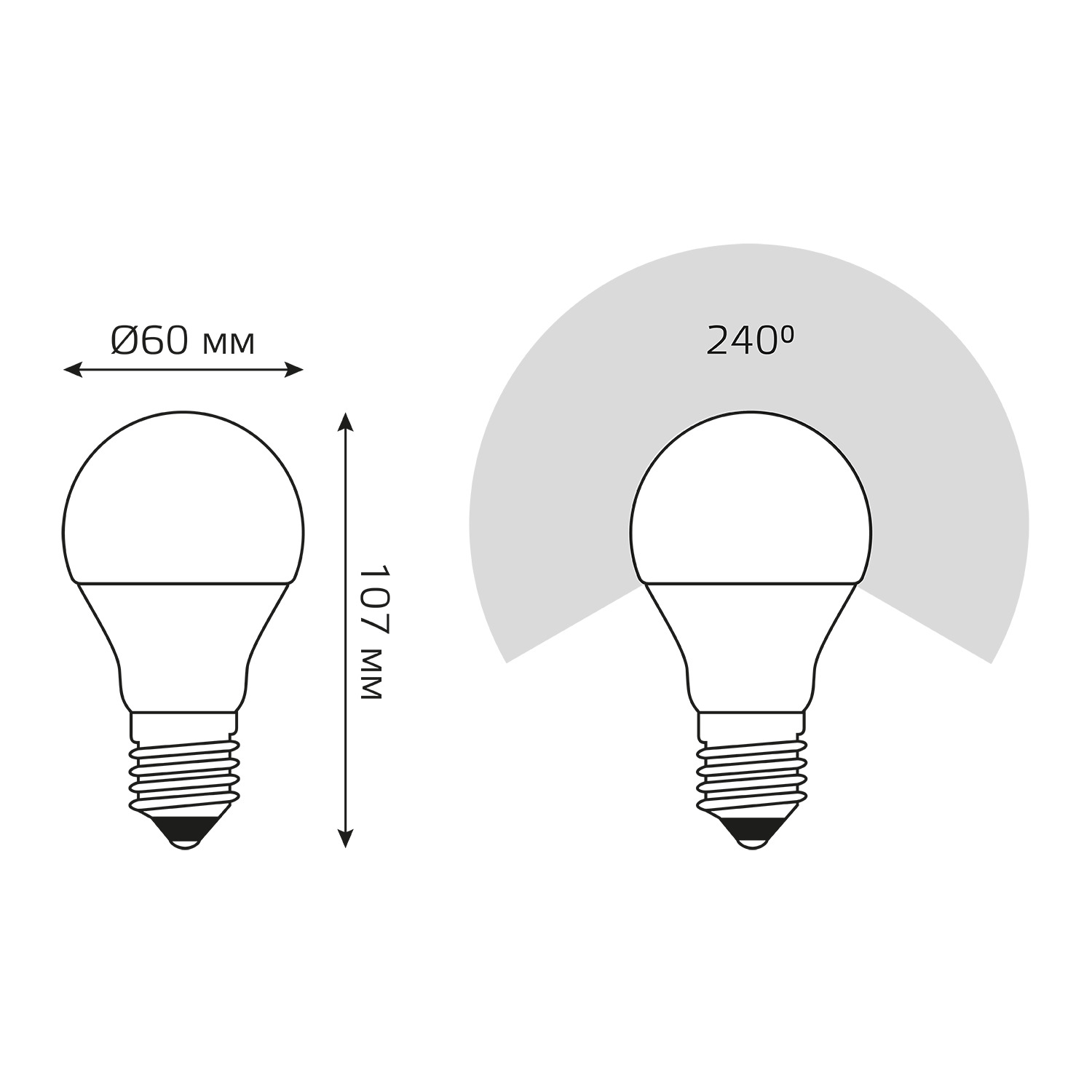 Лампа светодиодная LED 7 Вт 680 лм 3000К А60 груша теплый E27 AC 220В Black GAUSS 102502107