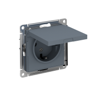 Розетка ATLASDESIGN с заземлением со шторками с крышкой 16А IP20 механизм грифель Systeme Electric ATN000746