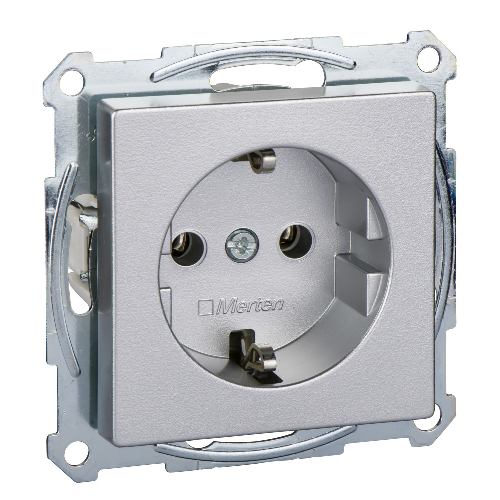 Sys M Розетка с заземлением без шторок алюминий SCHUKO Systeme Electric MTN2301-0460