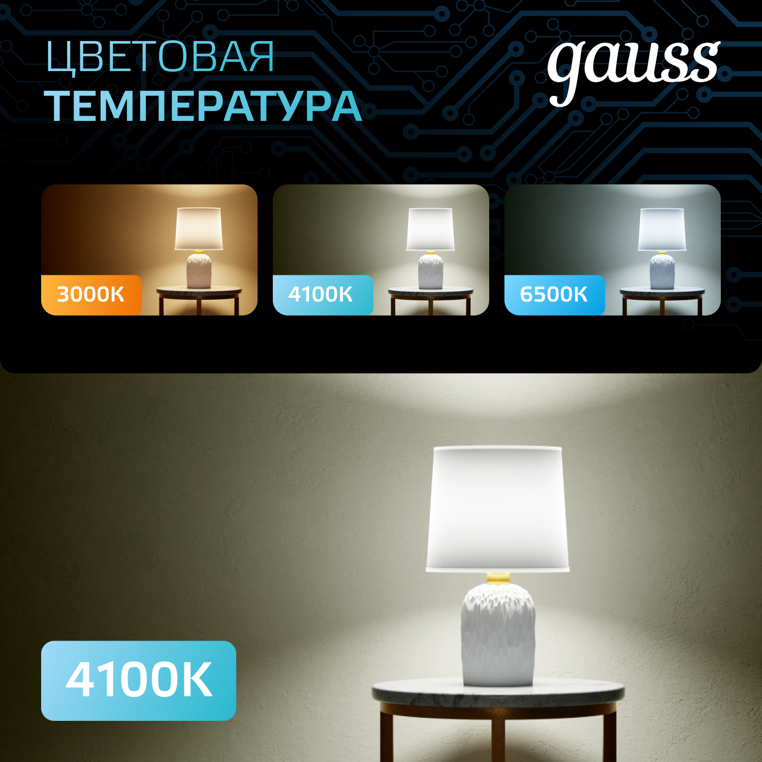 Лампа светодиодная LED 9 Вт 700 лм 4100К грибок R63 нейтральный E27 AC 220В Black Gauss GAUSS 106002209