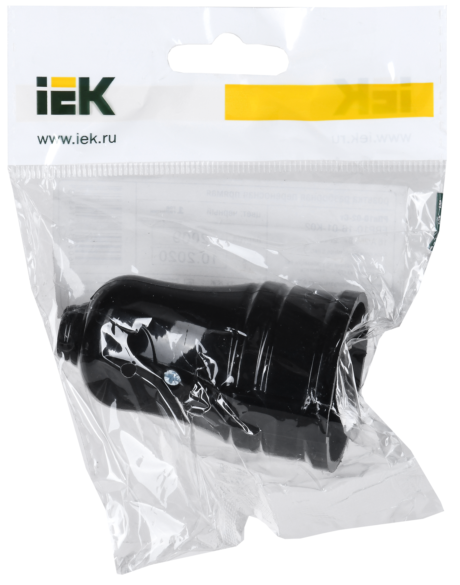 Гнездо штепсельное с заземлением черное 16А IEK ERP10-16-01-K02