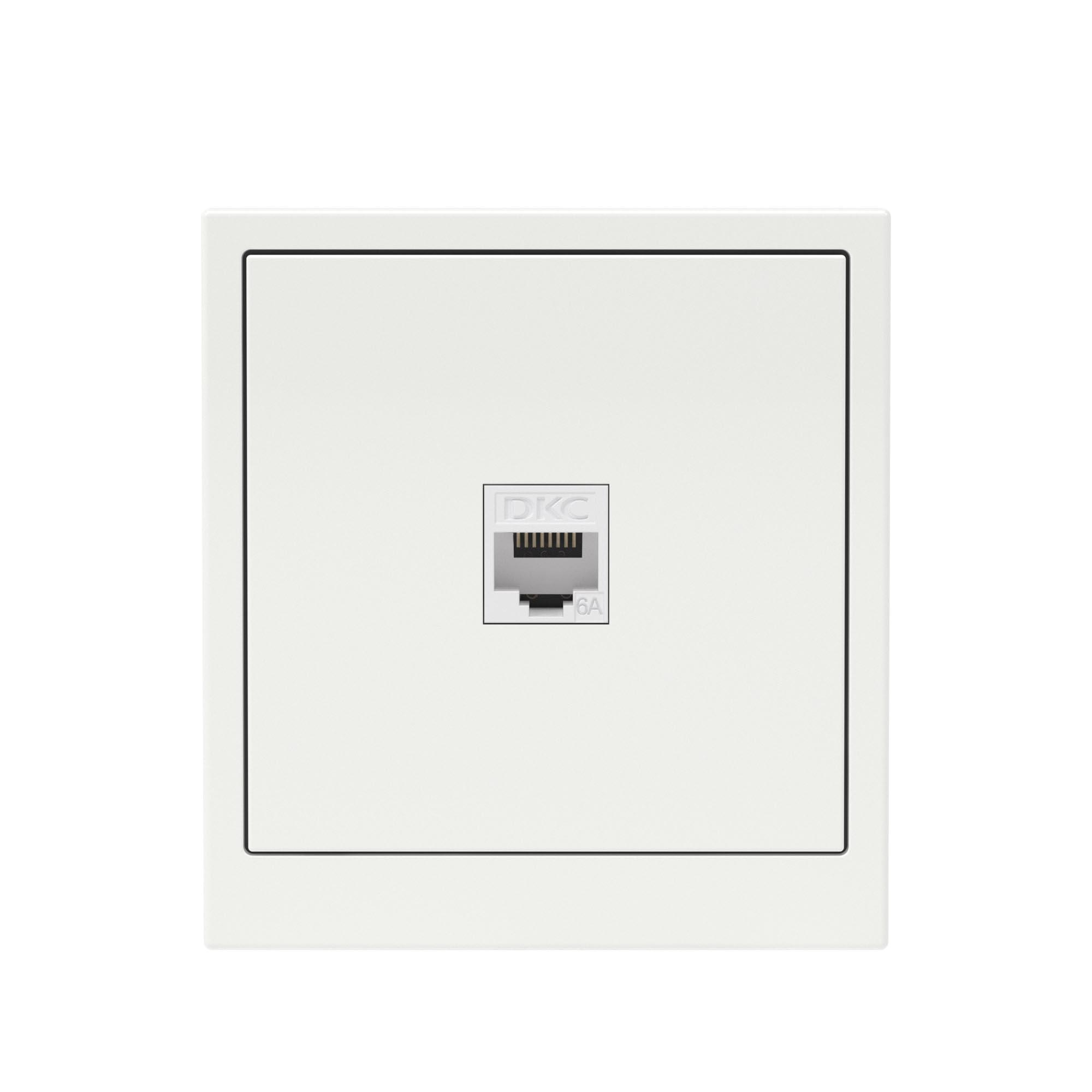 Компьютерная розетка RJ-45 без шторки, кат.6А одинарная,KANT, белая магнолия DKC 7000673