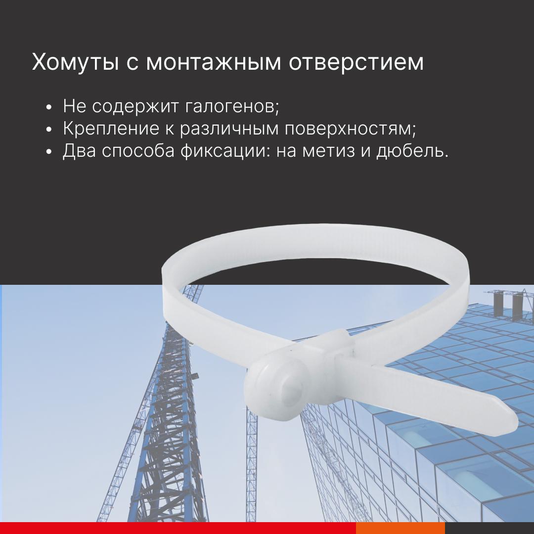Хомут P6.6 с монтажным отверстием M5, белый 4,8x200 DKC 252200SR-S