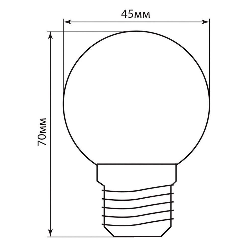 Лампа светодиодная LED 1вт Е27 красный (шар) FERON LB-37 25116