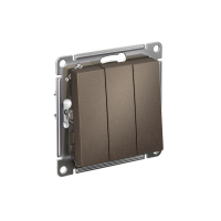 Выключатель трехклавишный ATLASDESIGN схема 1+1+1 10АХ механизм мокко Systeme Electric ATN000631
