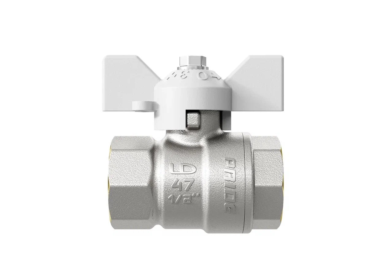 Кран шаровой 11б27п1 Ду15 Ру40 (1/2') ВВ белая ручка бабочка LD Pride 47.15.В-В.Б (white) LD 47.300.15 W