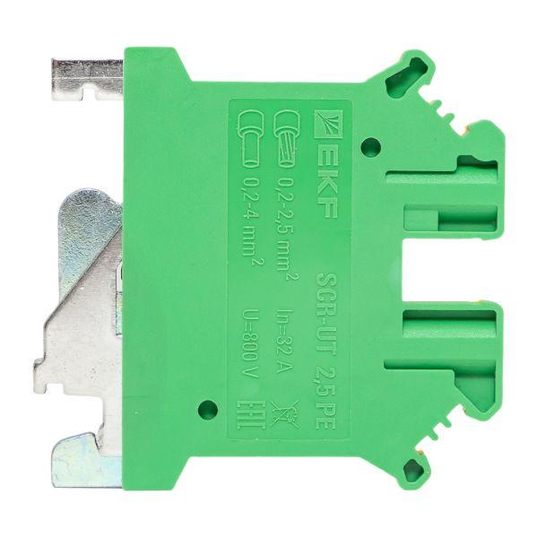 Клеммная колодка винтовая 2.5 UT земля EKF scr-ut-2,5-pe