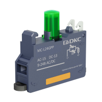 Контактный  блок с клеммным безвинтовым зажимом со светодиодом на 9-24В, зелёный DKC MC-L24GPP