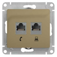 GLOSSA Розетка телефон/компьютер RJ11+RJ45 категория 5е в рамку титан Systeme Electric GSL000485