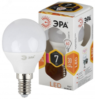 Лампа светодиодная LED 7 Вт 560Лм 2700К шар теплый E14 170-265В LED P45-7W-827-E14 Standart ЭРА Б0020548