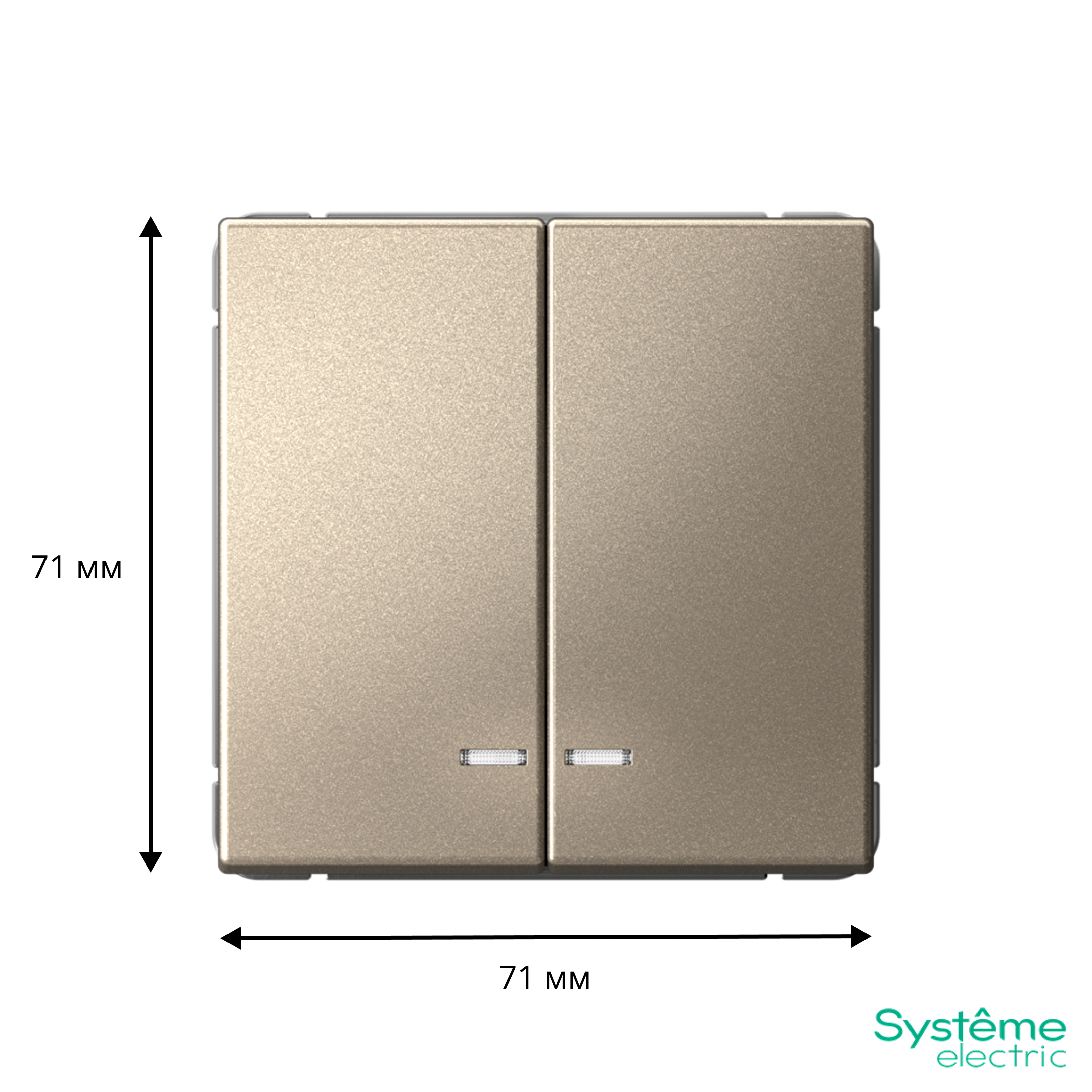 ARTGALLERY 2-клавишный выключатель с подсветкой, сх.5а, 10АХ, механизм, шампань Systeme Electric GAL000553