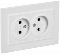 BRITE Розетка 2-местная без заземления без защитных шторок 10А в сборе РС12-2-БрАБ арктический белый IEK BR-R20-10-K91-F