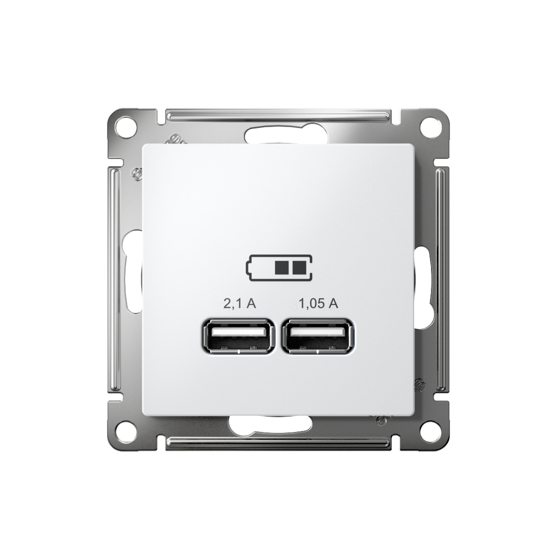 Розетка ATLASDESIGN USB 5В 1 порт x 2,1 А 2 порта х 1,05 А механизм белый Systeme Electric ATN000133