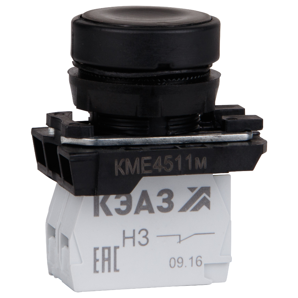 Кнопка КМЕ4511м-черный-1но+1нз-цилиндр-IP54- КЭАЗ 248246