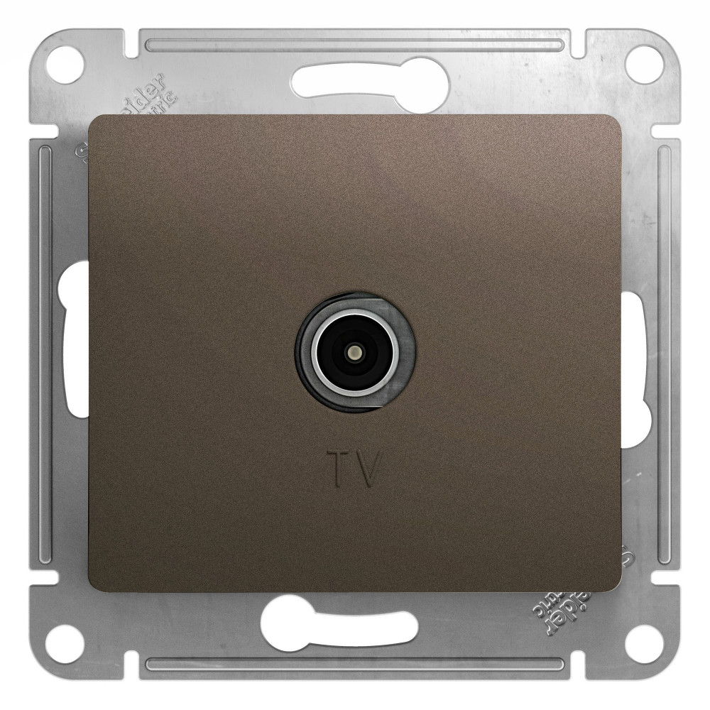 GLOSSA Розетка телевизионная TV одиночная 1DB шоколад в рамку Systeme Electric GSL000891