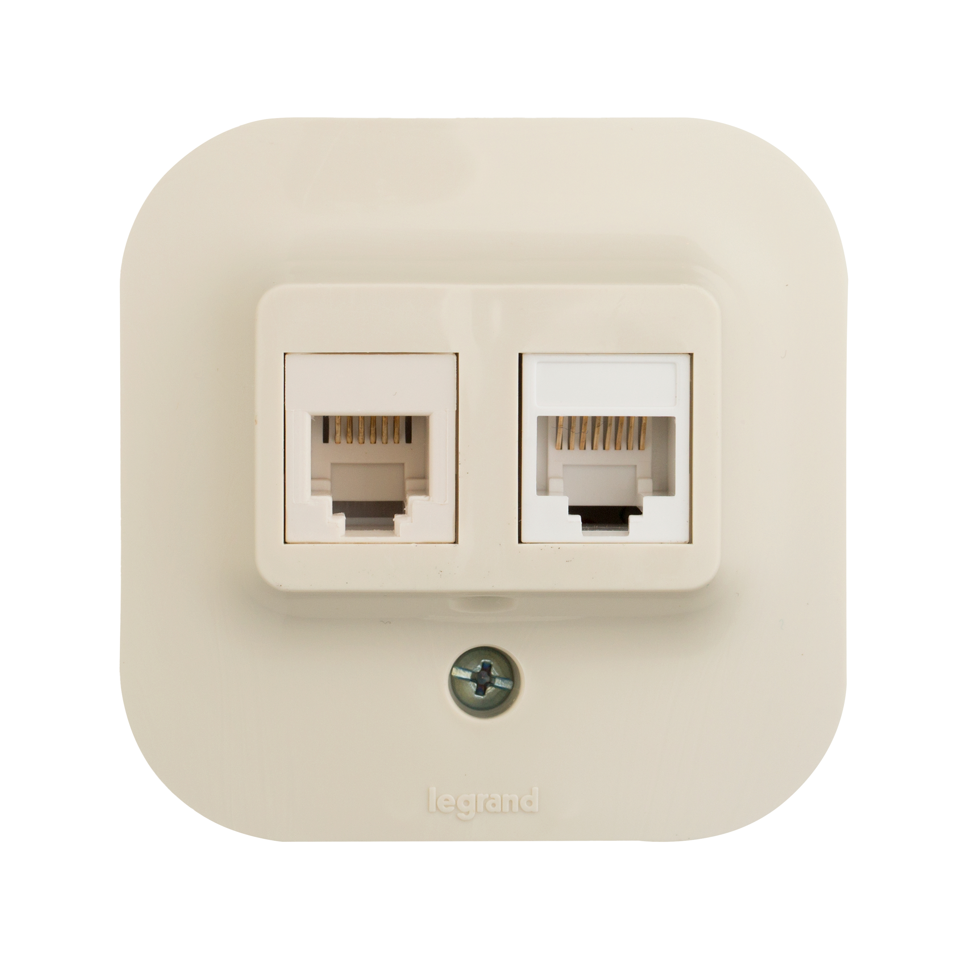 Quteo Розетка телефонная+компьютерная RJ11+RJ45 категория 5 UTP наружная бежевая IEK 782251