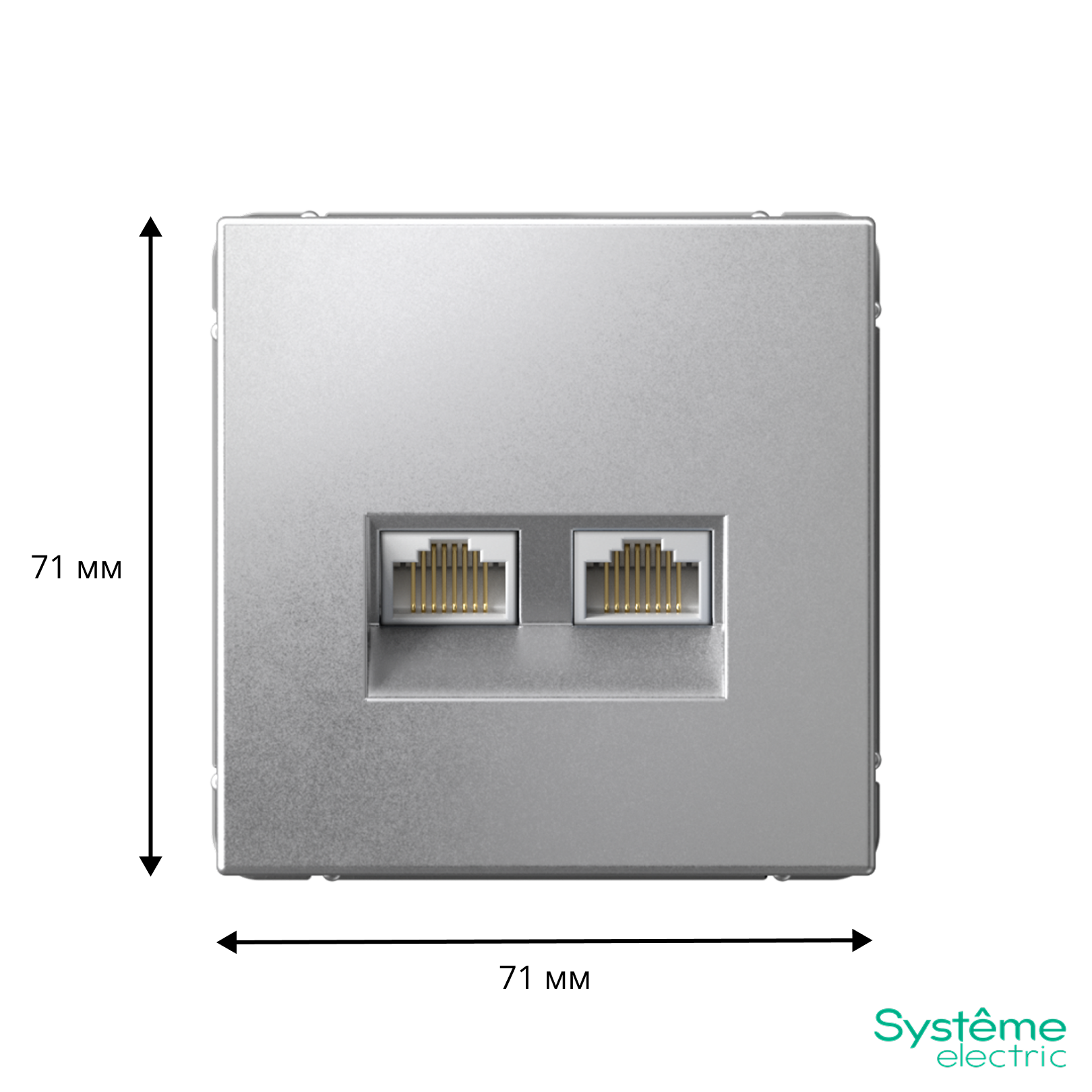ARTGALLERY РОЗЕТКА двойная компьютерная RJ45+RJ45, кат. 5е, механизм, АЛЮМИНИЙ Systeme Electric GAL000385