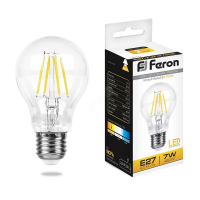 Лампа светодиодная LED 7вт Е27 теплый FILAMENT FERON LB-57 25569