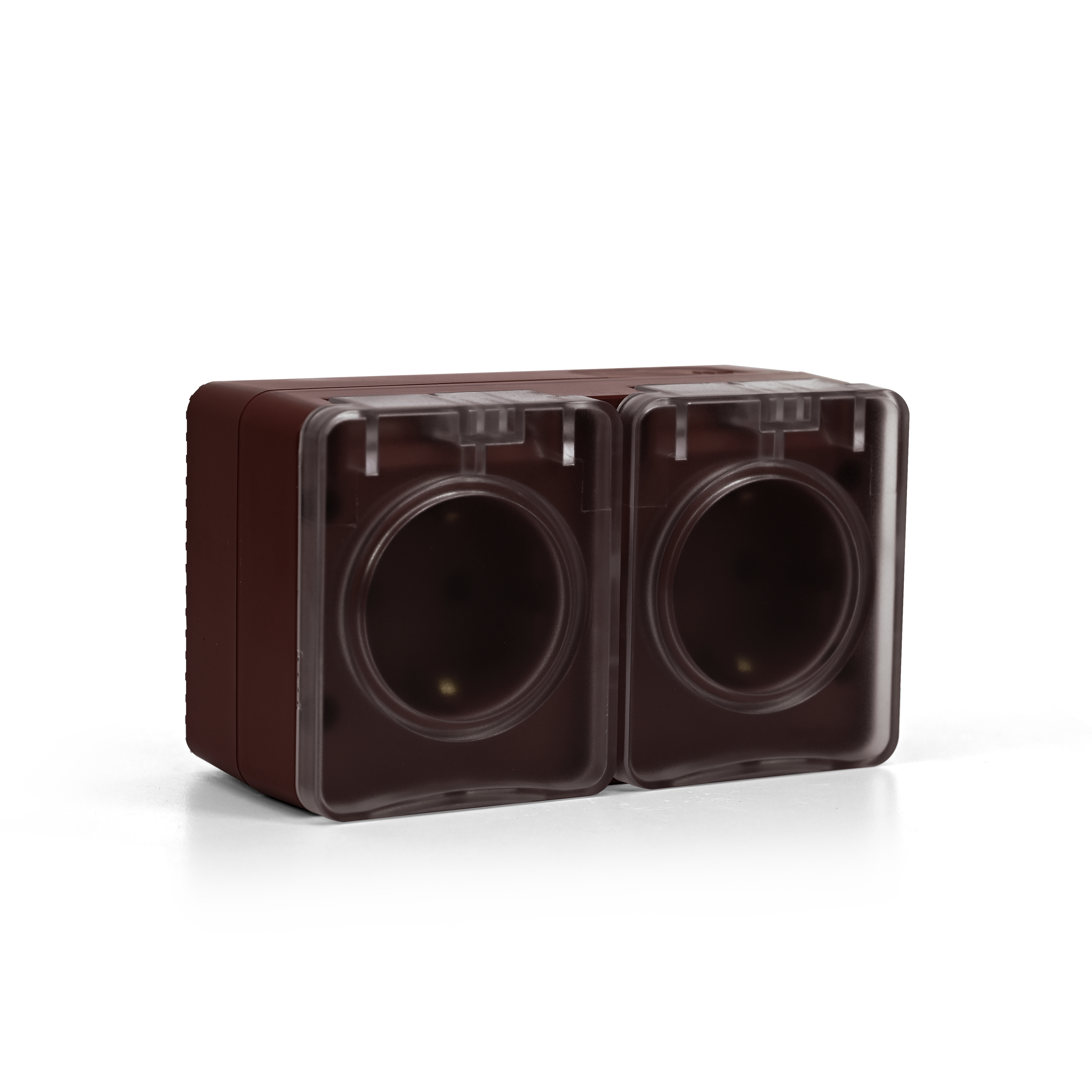 AtlasDesign PROFI IP54 О/У РОЗЕТКА двойная с з/к со шторками 16А, КОРИЧНЕВЫЙ Systeme Electric ATN546026