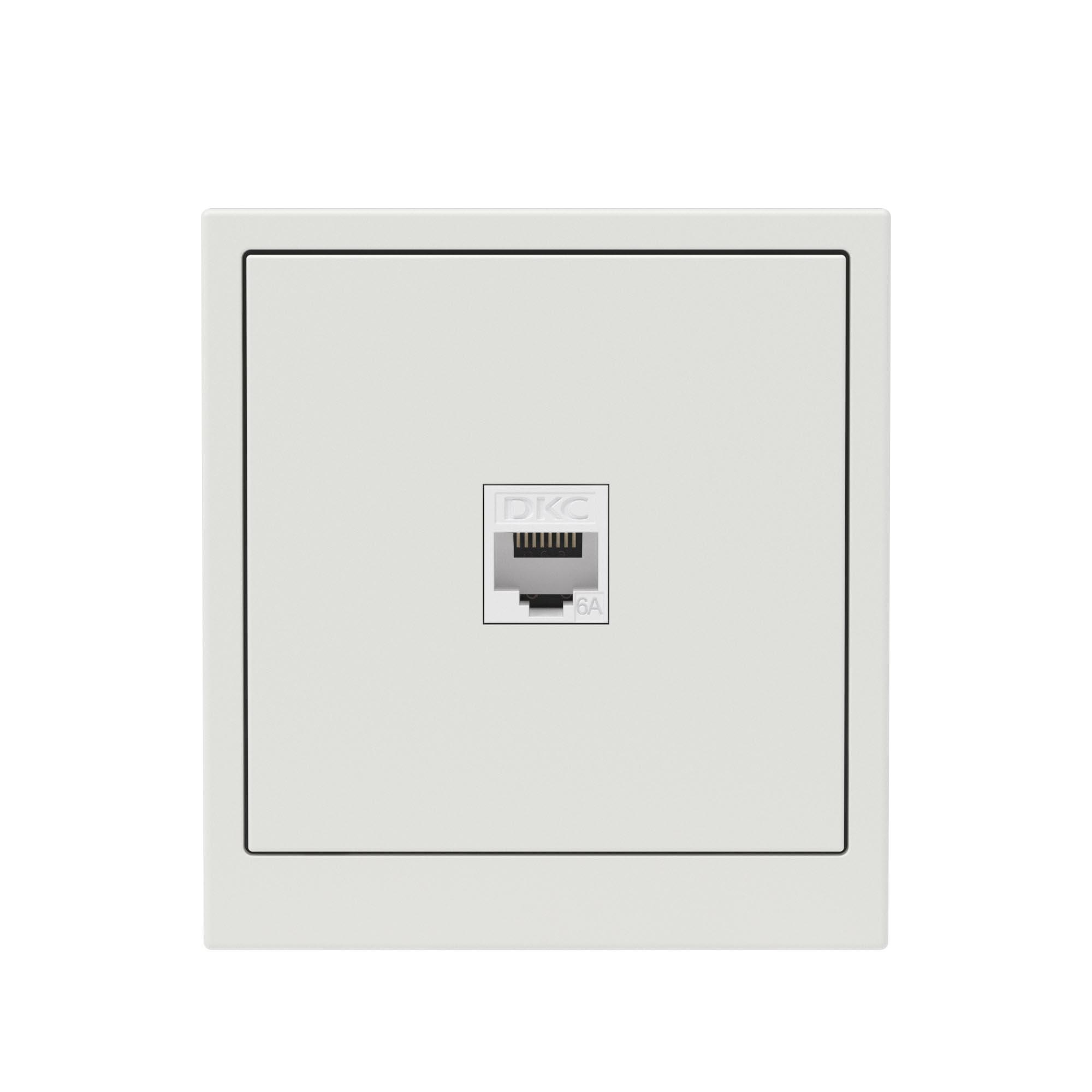 Компьютерная розетка RJ-45 без шторки, кат.6А одинарная,KANT, белый песок DKC 7010673