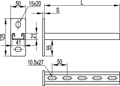 Кронштейн одиночный DBM 300 41х21мм DKC BBP2130