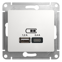 GLOSSA USB РОЗЕТКА A+С, 5В/2,4 А, 2х5В/1,2 А, механизм, БЕЛЫЙ Systeme Electric GSL000139