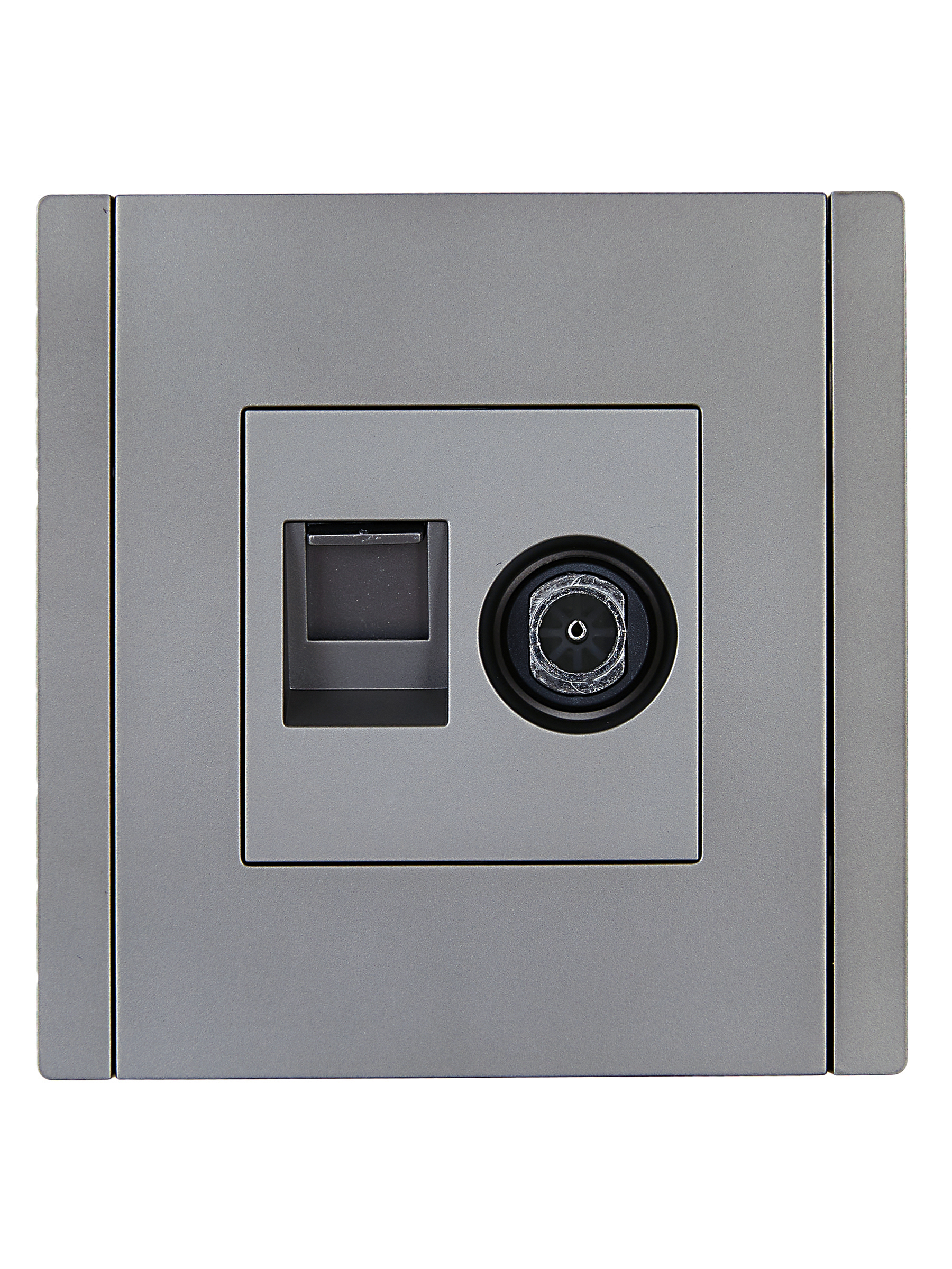 FORTE&PIANO Розетка двойная TV+RJ45 кат.5E FP536 сталь IEK FP-AK20-1-K46