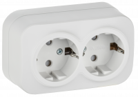 GLORY Розетка 2-местная для открытой установки с заземлением с защитными шторками 16А РСш22-3-ХБм белый матовый IEK ERH24-K01M-16