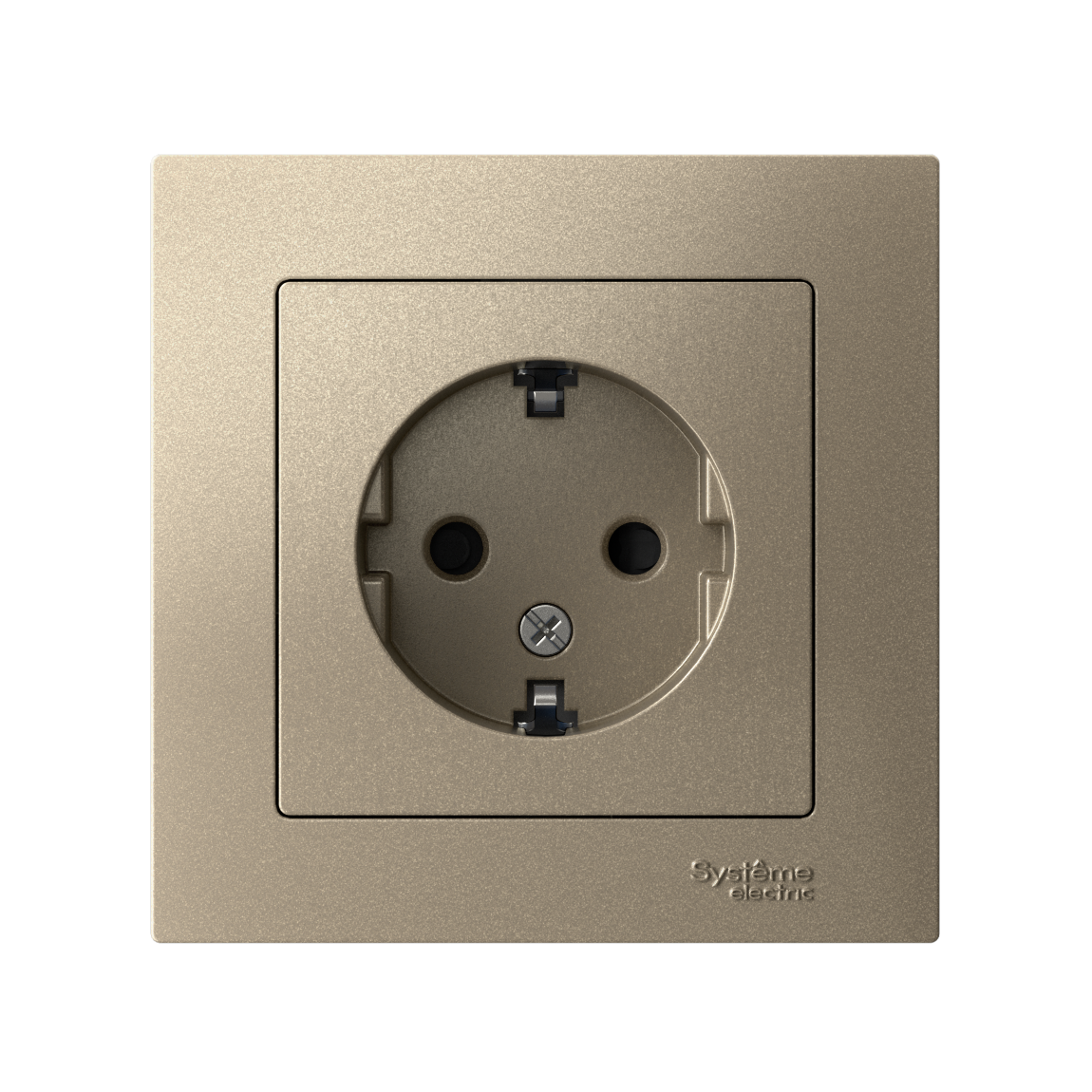 Розетка ATLASDESIGN с заземлением со шторками 16А в сборе шампань Systeme Electric ATN000544