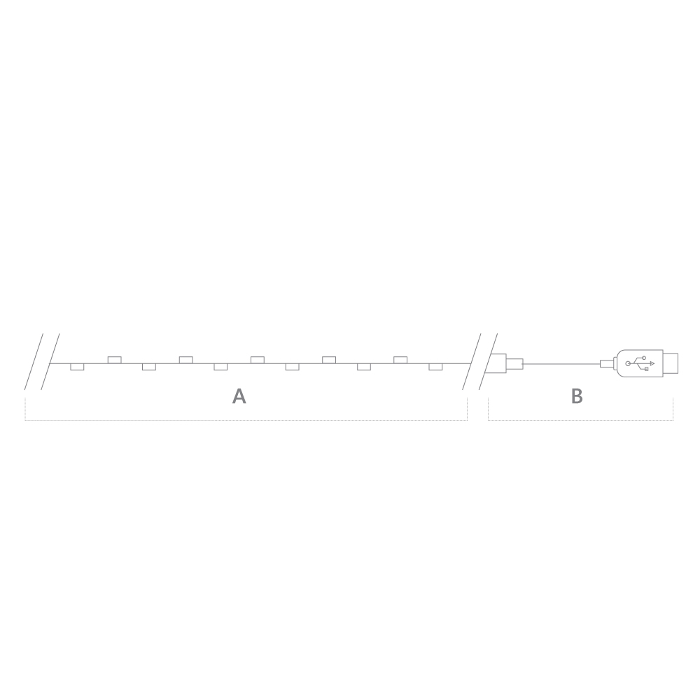 Гирлянда линейная Роса LED 2700К 10 м USB FERON CL576 48186