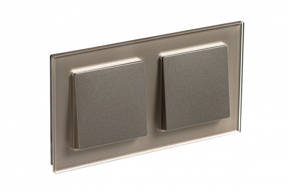 Рамка двухпостовая ATLASDESIGN NATURE, СТЕКЛО ШАМПАНЬ Systeme Electric ATN320502