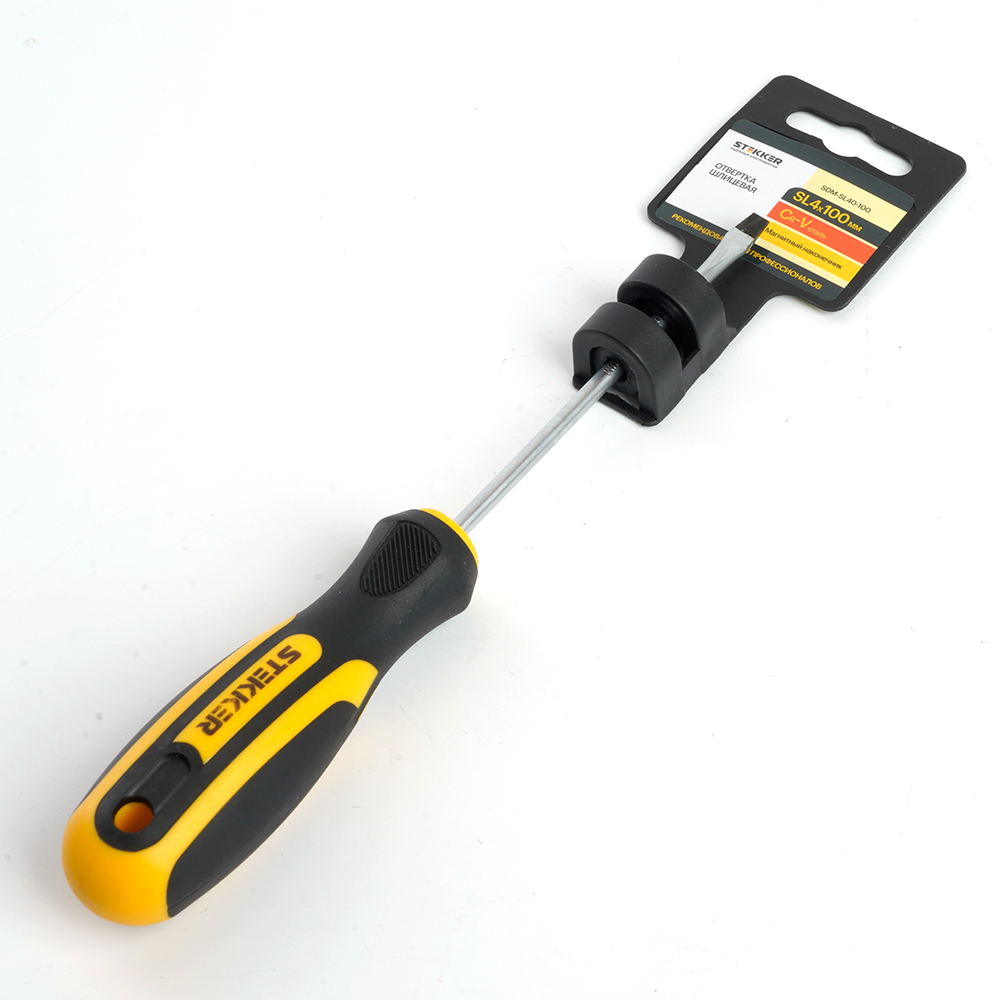 Отвертка шлицевая SL4.0х100мм Cr-V STEKKER SDM-SL40-100 39772