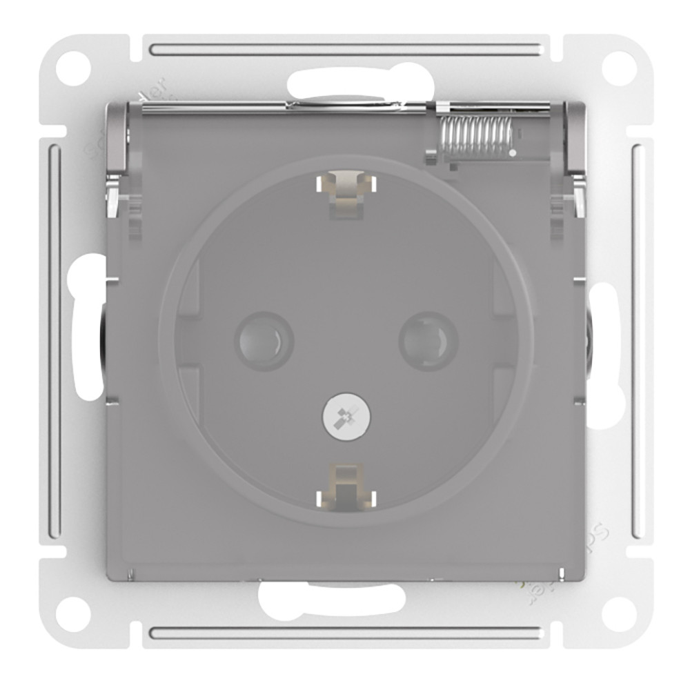 ATLASDESIGN AQUA РОЗЕТКА с заз. со шт. с прозрач. крышк, 16А,IP44, мех,АЛЮМИНИЙ Systeme Electric ATN440346