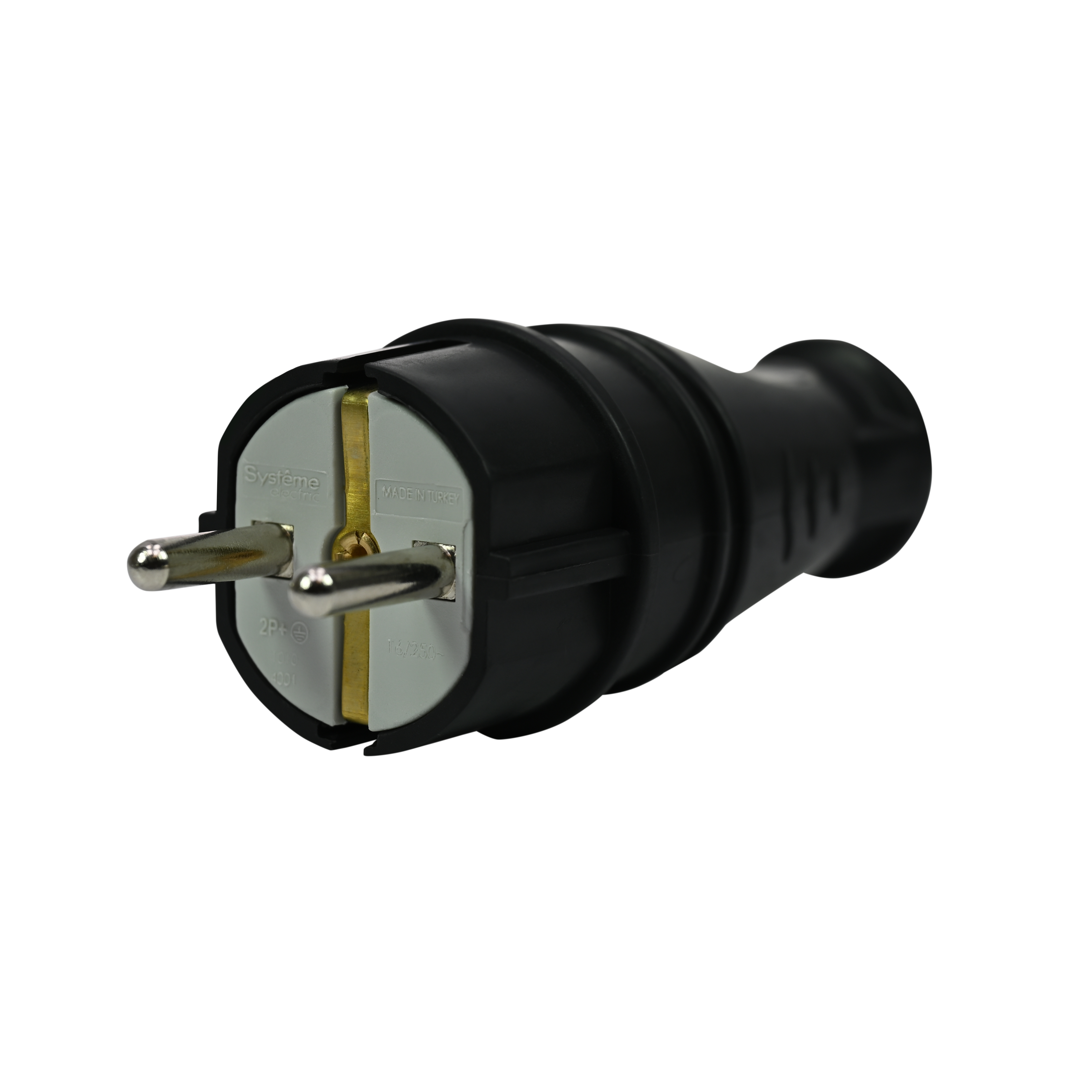 Вилка 2К+З прямая каучуковая 16А/250В IP44 Чёрная MultiSet Systeme Electric MST4001BK