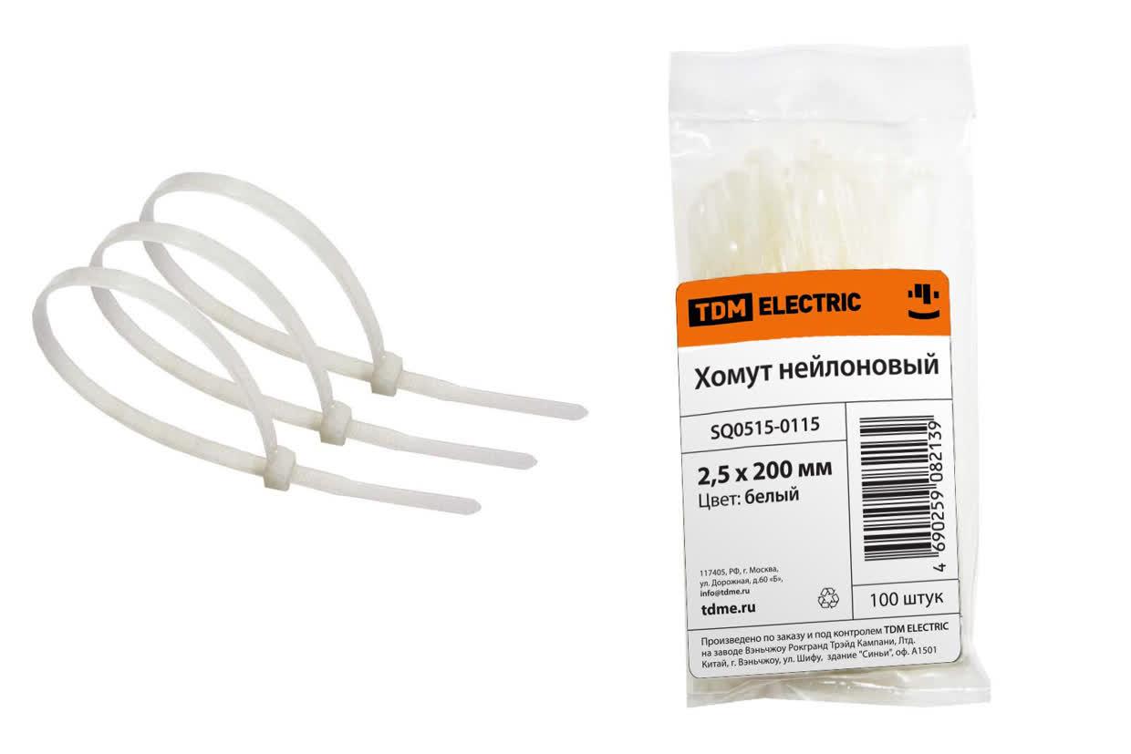 Хомут 2,5х200мм нейлон (белый) (100шт) TDM TDM ELECTRIC SQ0515-0115