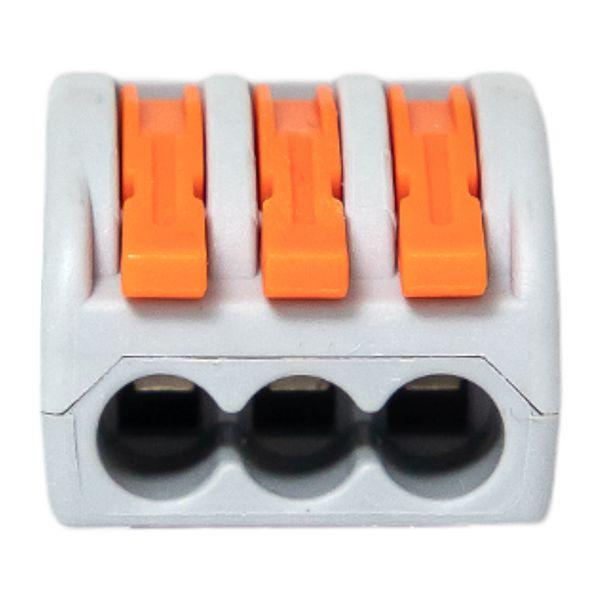 Клемма СМК 222-413 с рычагом 3 отверстия 0,08-2,5(4.0)мм2 (100шт.) EKF plc-smk-413