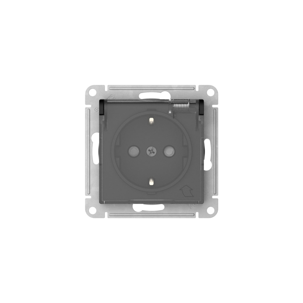 ATLASDESIGN AQUA РОЗЕТКА с заземлением со шторками с прозрачной крышкой, 16А,IP44, быстрозажимные клеммы,КАРБОН Systeme Electric ATN441046S