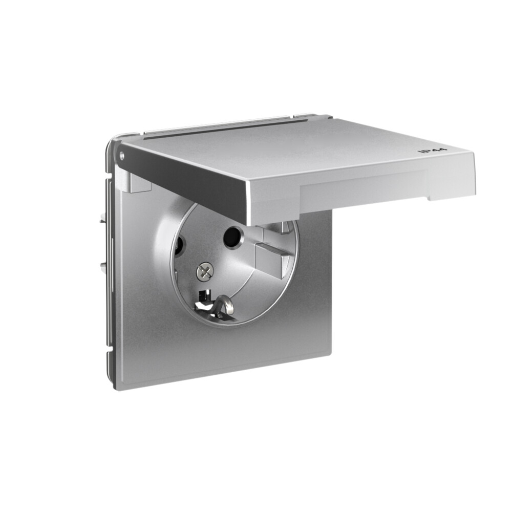 ARTGALLERY розетка с заземл. со шт. с крышк, 16А, IP44, механизм, алюминий Systeme Electric GAL440346