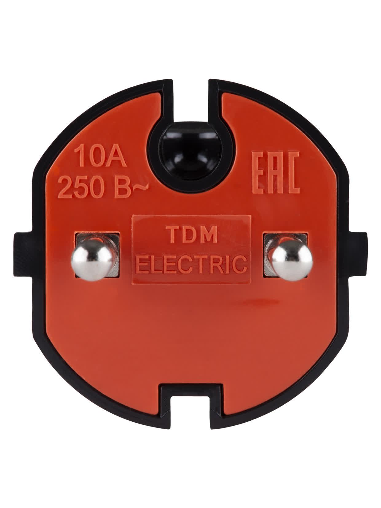 Вилка б/з черная с красной вставкой 10А 250В TDM TDM ELECTRIC SQ1806-0210