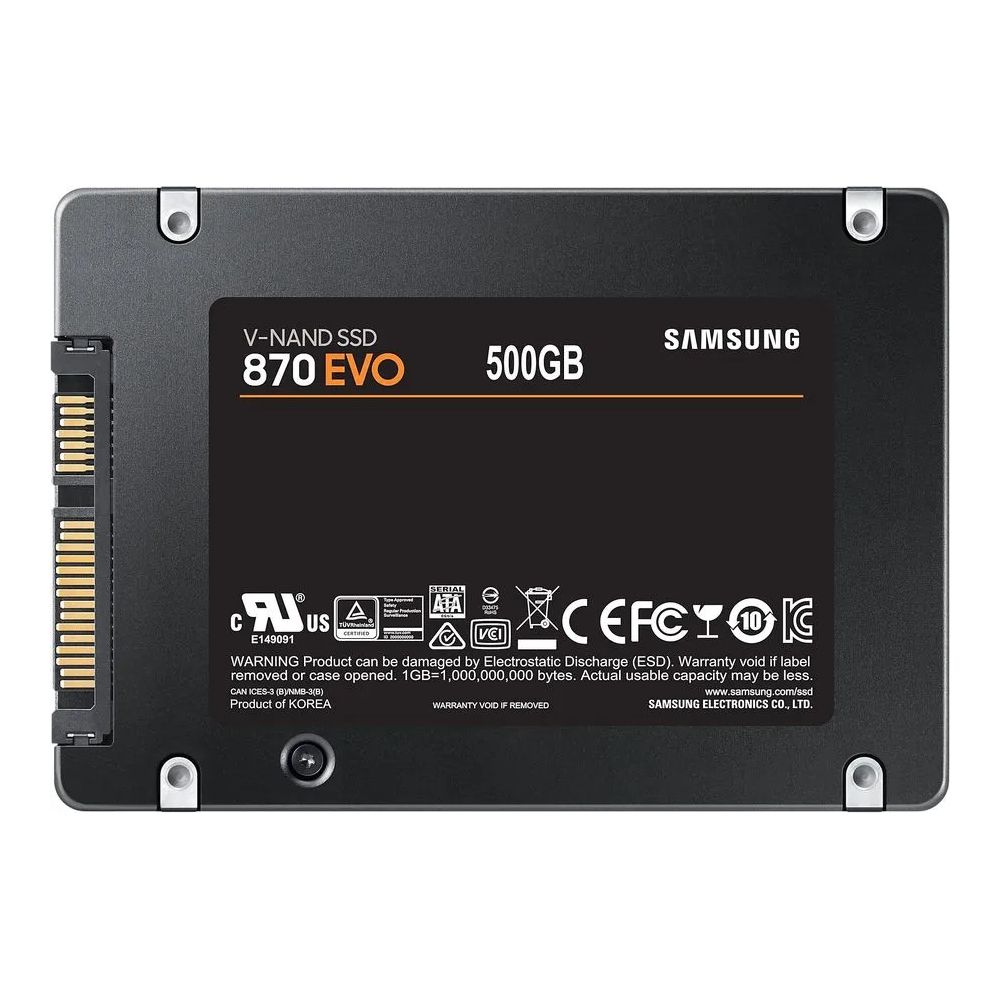 Накопитель SSD 2.5'' 500ГБ  870 EVO, SATA III, 3D V-NAND TLC, 560/530 Мб/с Samsung MZ-77E500B/EU 100677