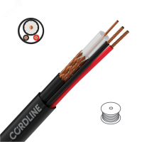 Кабель видеонаблюдения КВК-П-2 2х0.75 200м, черный Cordline CL-KVK-P-2-2х0,75-black