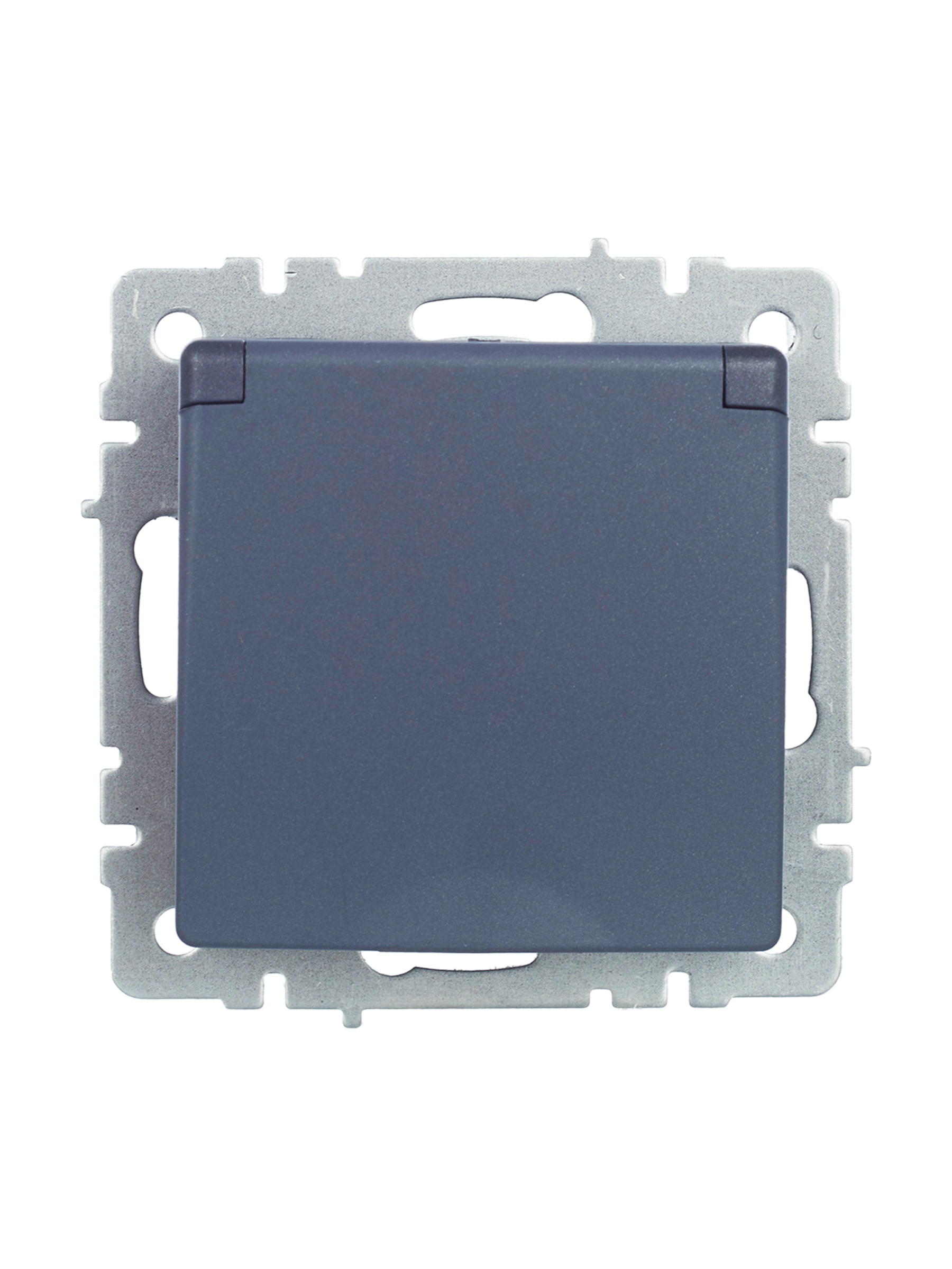 BRITE Розетка с заземлением с защитными шторками и крышкой 16А IP20 РСбш10-3-БрМ маренго IEK BR-R16-16-K35