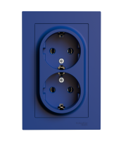 ATLASDESIGN РОЗЕТКА двойная с заземлением, 16А, в сборе, АКВАМАРИН Systeme Electric ATN001124