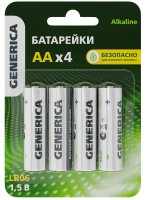 Батарейка щелочная Alkaline LR06/AA (4шт/блистер) GENERICA IEK ABT-LR06-ST-L04-G