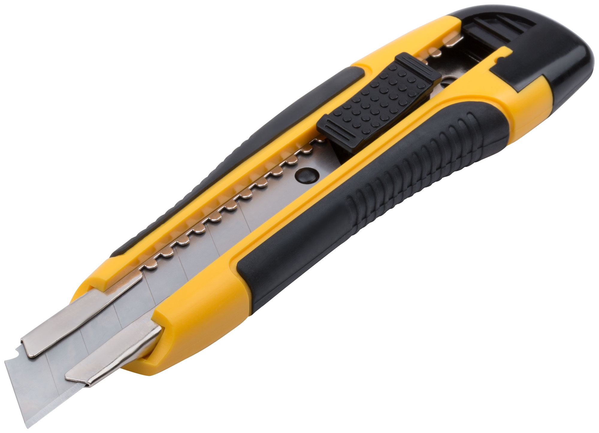 Нож технический 18 мм усиленный прорезиненный, 2-х сторонняя автофиксация Профи FIT 10258