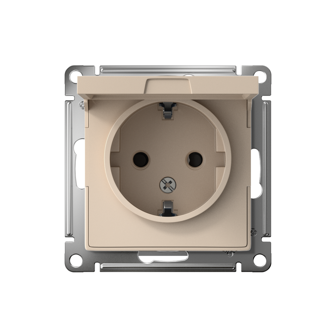 ATLASDESIGN РОЗЕТКА с заземл. со шторк. с крышкой, 16А, IP20, механизм, ПЕСОЧНЫЙ Systeme Electric ATN001246