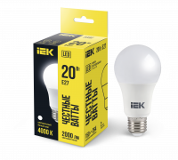 Лампа светодиодная A60 груша 20Вт 230В 4000К E27 IEK LLE-A60-20-230-40-E27