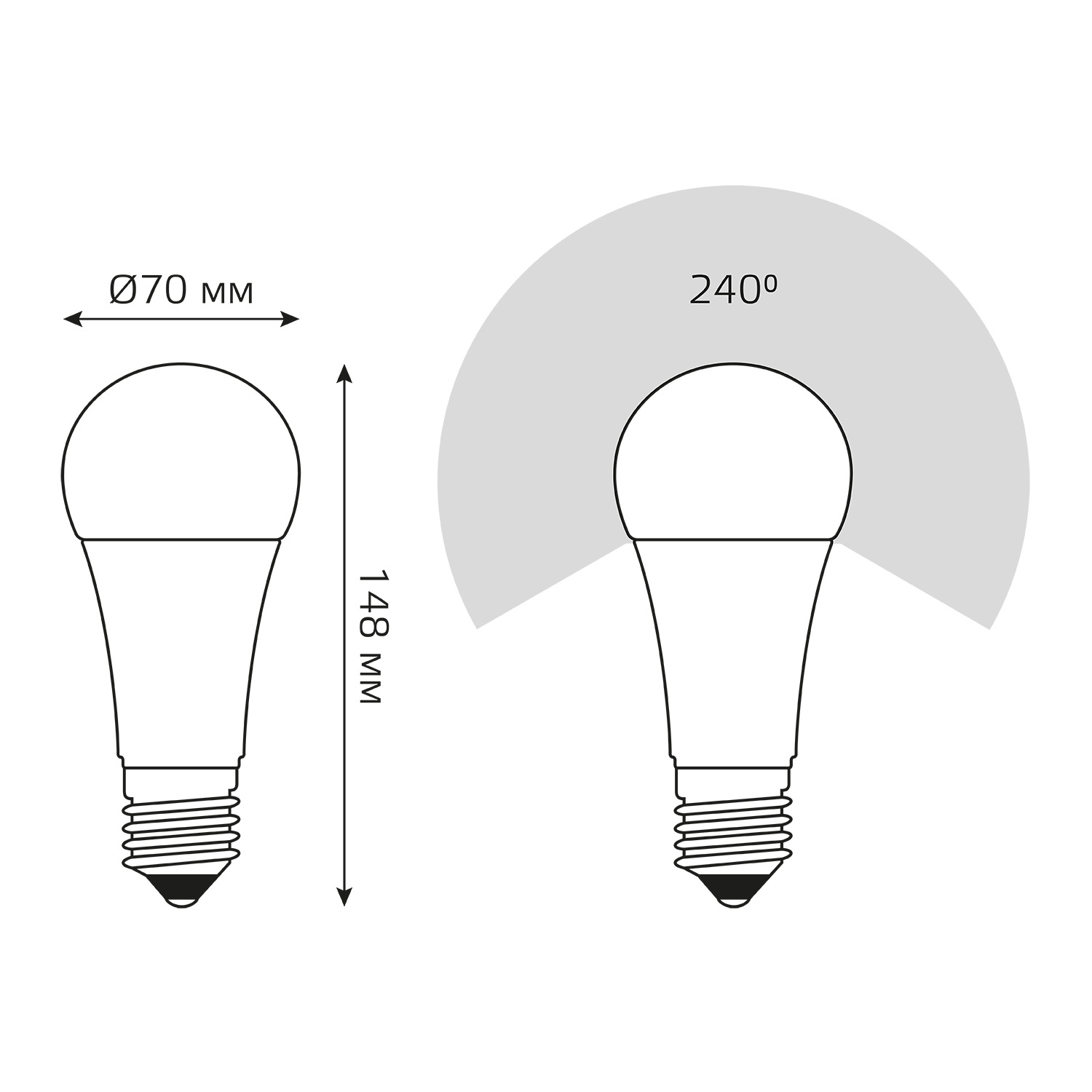 Лампа светодиодная LED 22 Вт 1900 лм 3000К А70 груша теплый E27 AC 220В Black GAUSS 102502122