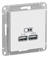 ATLASDESIGN USB РОЗЕТКА A+A, 5В/2,1 А, 2х5В/1,05 А, механизм, ЛОТОС Systeme Electric ATN001333