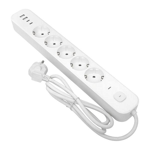 Удлинитель LUX 5 гнезд 2USB 2,4А+2type-C 1,5 метра 1,5мм2 EKF UBA-LUX-515-TC